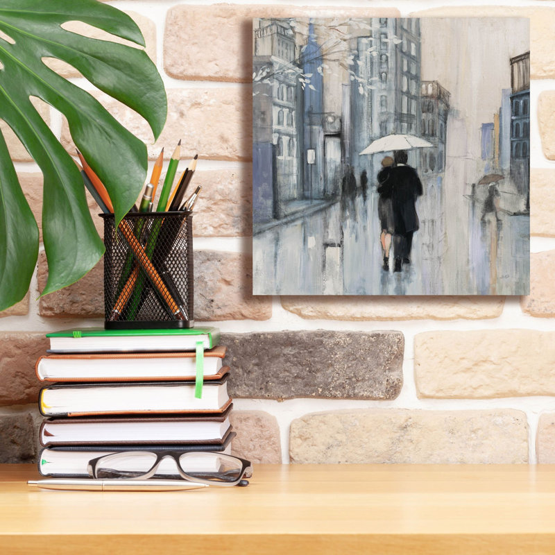 «Spring Rain New York Neutral C» par Julia Purinton, art mural sur toile, H 12 po x l 12 po x P 0,75 po