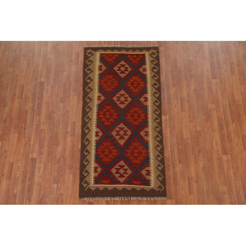 Kilim Reversible Wool Runner Rug 3x7