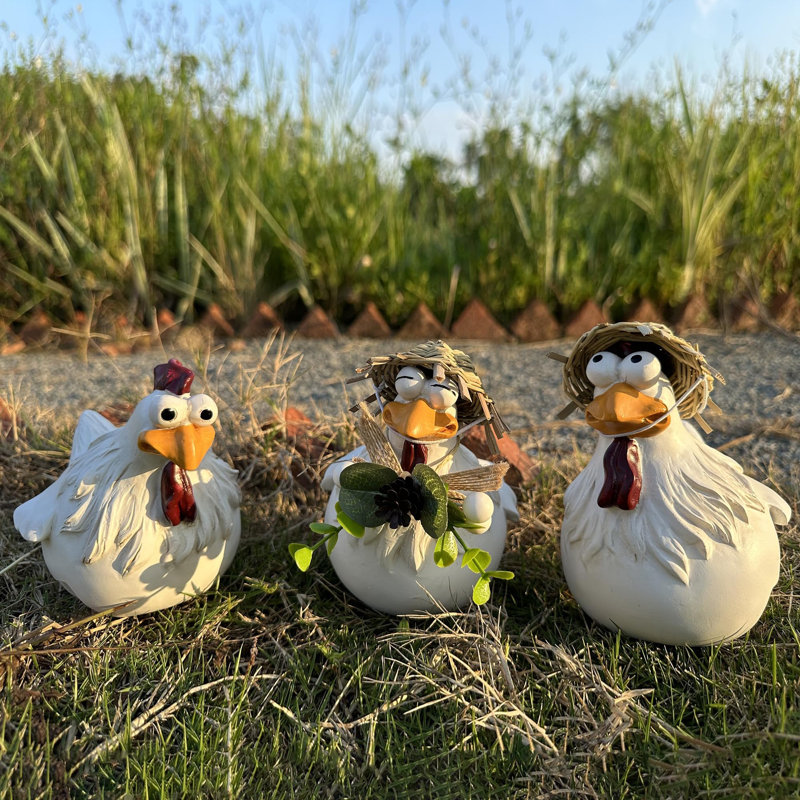 Drôles de statues de poulets de ferme, 3.5, Brun multicolore