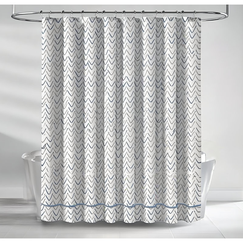 Rideau de douche en coton recyclé, Bleu