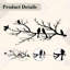 Sculpture murale en métal, oiseaux vifs en métal sur une branche, décoration murale feuilles noires avec oiseau