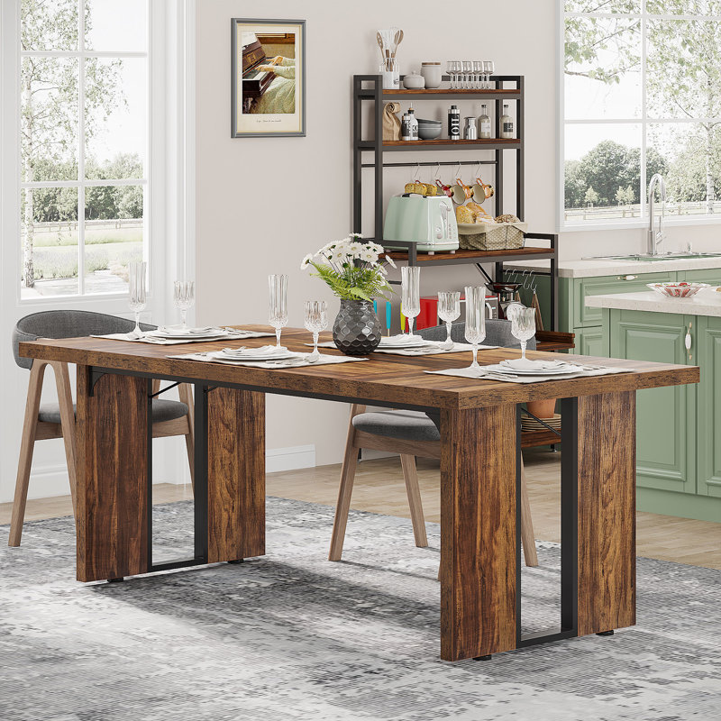 Table de salle à manger rectangulaire Baron, Brun rustique