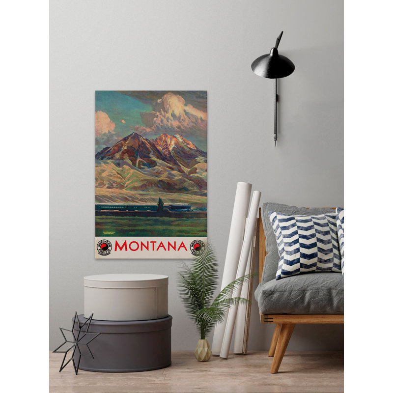 « montana », affiche rétro sur toile tendue, H 30 po x l 20 po