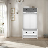 3-in-1 Multi-functional Hall Tree With Coat Rack, Storage Bench, And Shoe Cabinet For Entryway And Hallway
