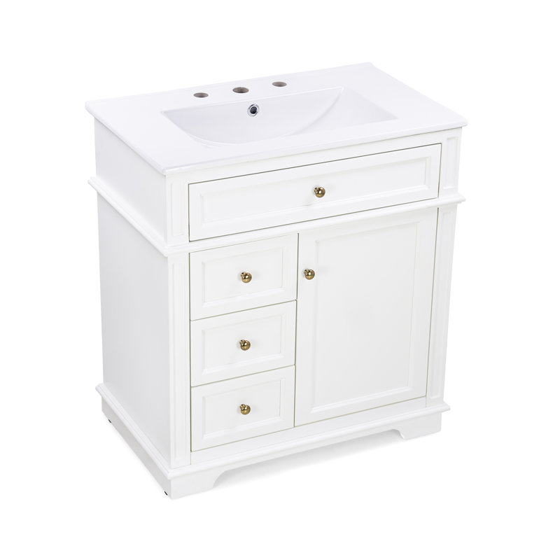 Bathroom Vanity with One Tip-out Drawer, White