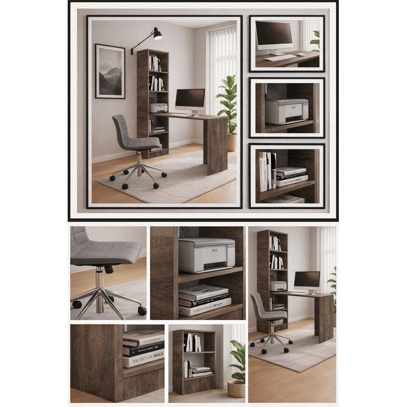 Meyersdale Modular Writing Desk, Dark Ash