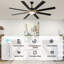 Synia 72" Black Modern Ceiling Fan with LED Light and Remote, 6 Speed Reversible Ceiling Fan-395284842