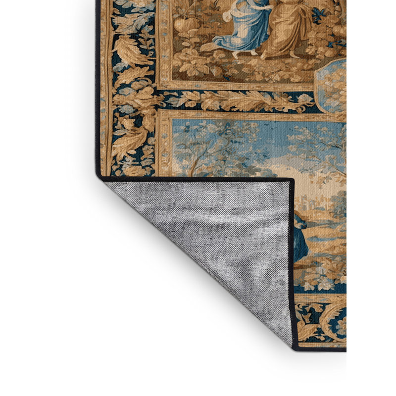 Tapis brun français lavable à la machine, Carré 5 pi