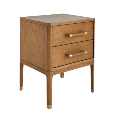 Solid Wood and Brass Nightstand Large Size