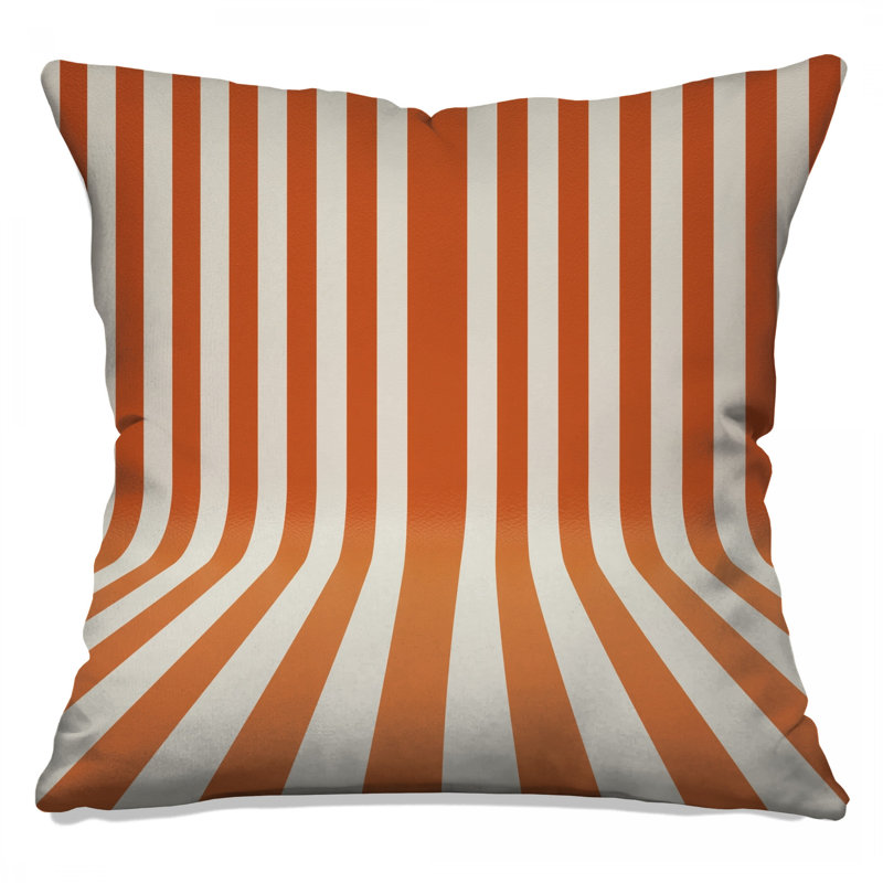 Coussins décoratifs orange et blancs à rayures verticales, 18 x 18 inches