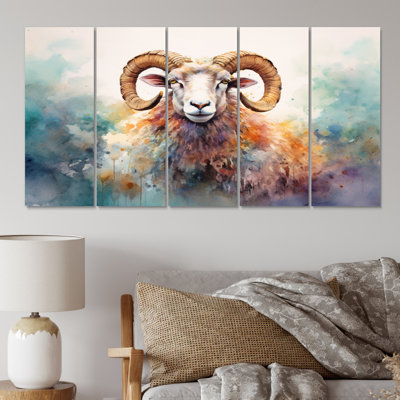 Wild Sheep I - Animals Canvas Art Print - 5 Equal Panels