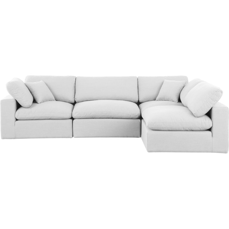 Ivola 4 - Piece Upholstered Sectional, White Linen Textured Fabric
