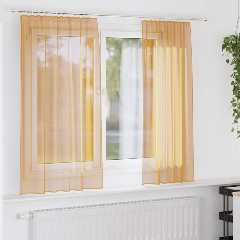 Semi Sheer Curtain Pair, 140cm Width x 175cm Drop, Orange