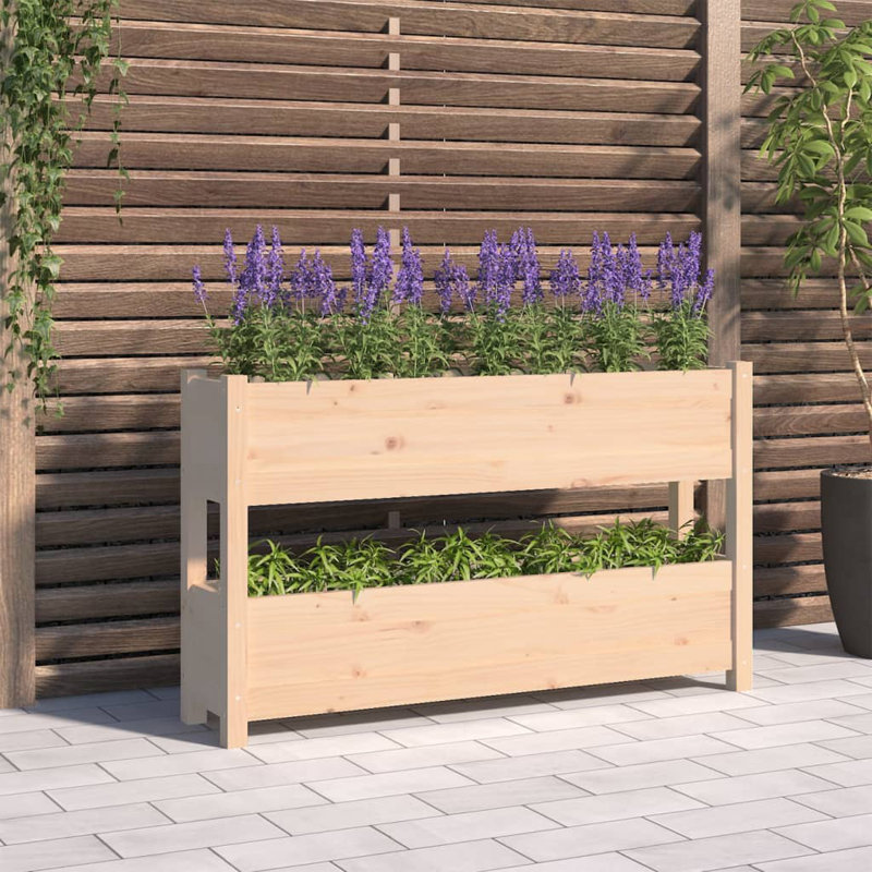 Angustias Self-Watering Wood Raised Garden Bed, 66cm H x 112cm W x 25cm D, White