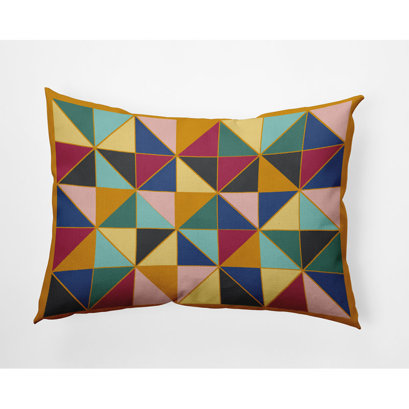 Reversible Throw Pillow, Yellow/Blue/Pink Geometric