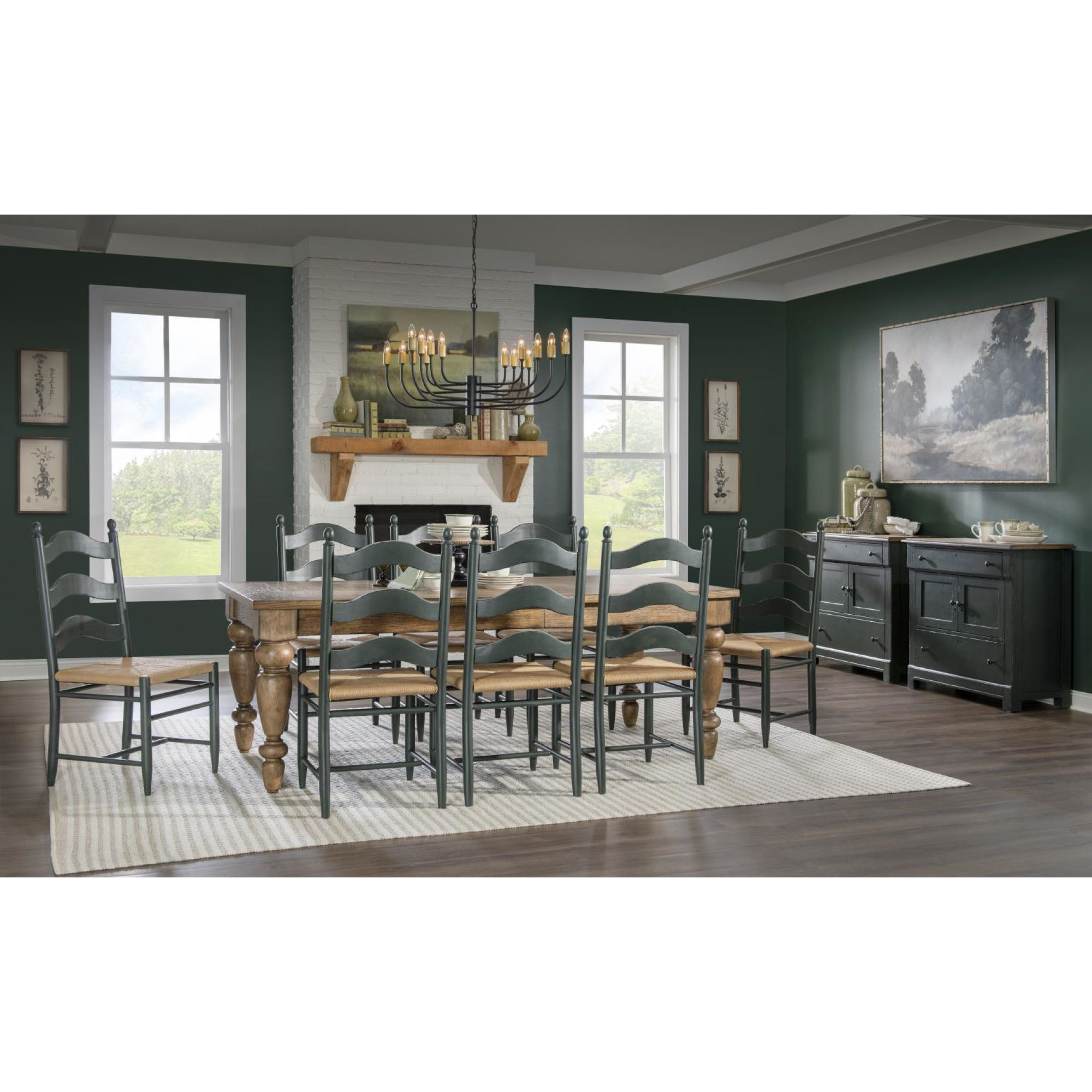 Country Living Ladder Back Side Chair, Green