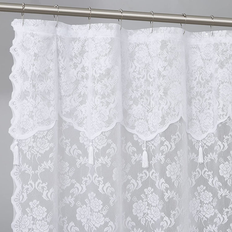 Braina Floral Shower Curtain, 72" H x 72" W, White