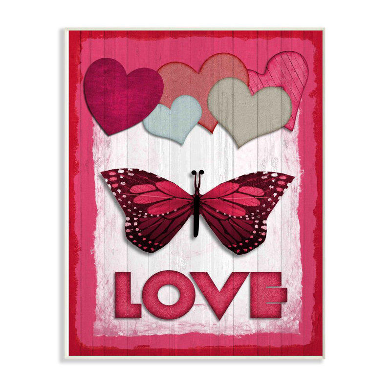 « papillon love design », impression sur toile, Plaque murale, H 18 po x l 12 po