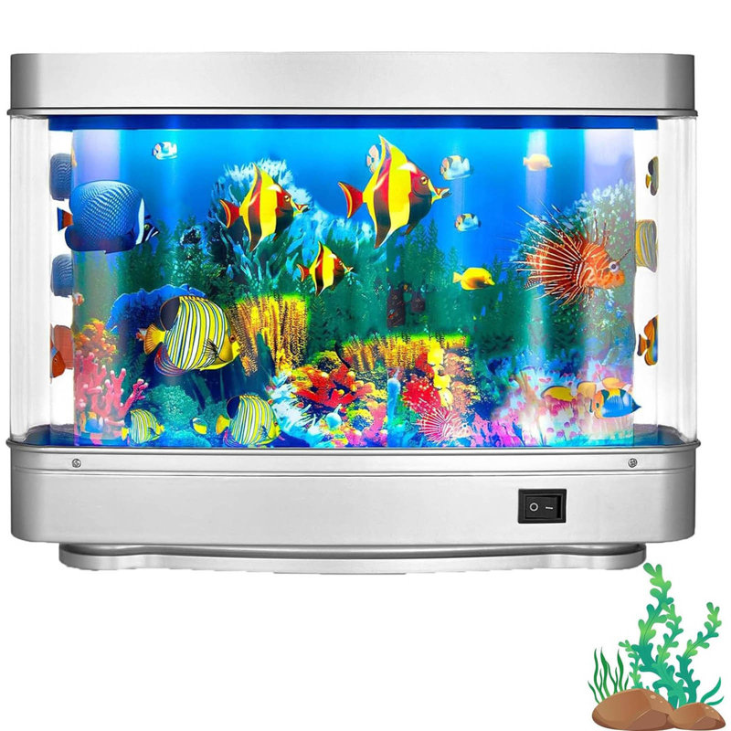 Mini-aquarium artificiel avec lampe poisson