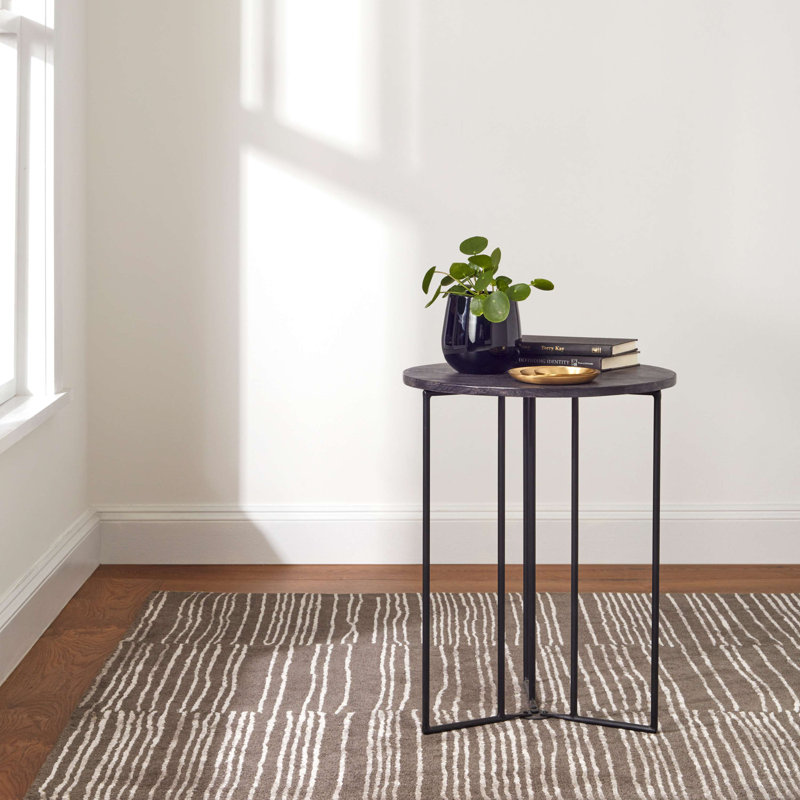 Striae Grey Hand Tufted Wool Rug, Rectangle 5' x 8'