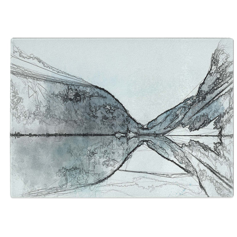 Glass Mountain Range Reflection in Abstract Chopping Board, 39 cm W x 28.5 cm L