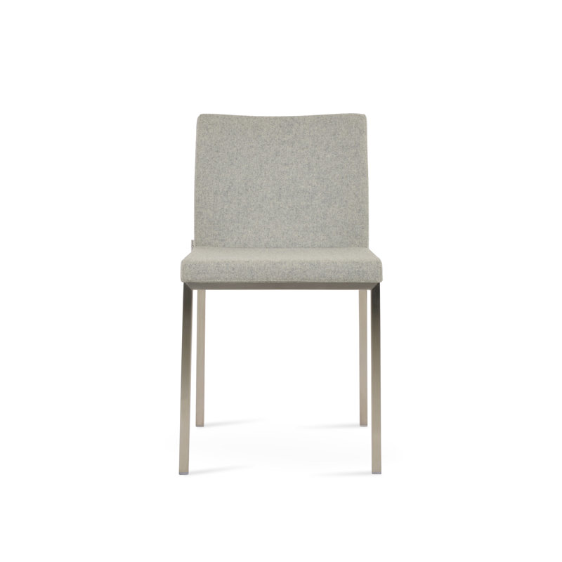 Chaise d'appoint en métal Aria, Laine argentée, Acier inoxydable