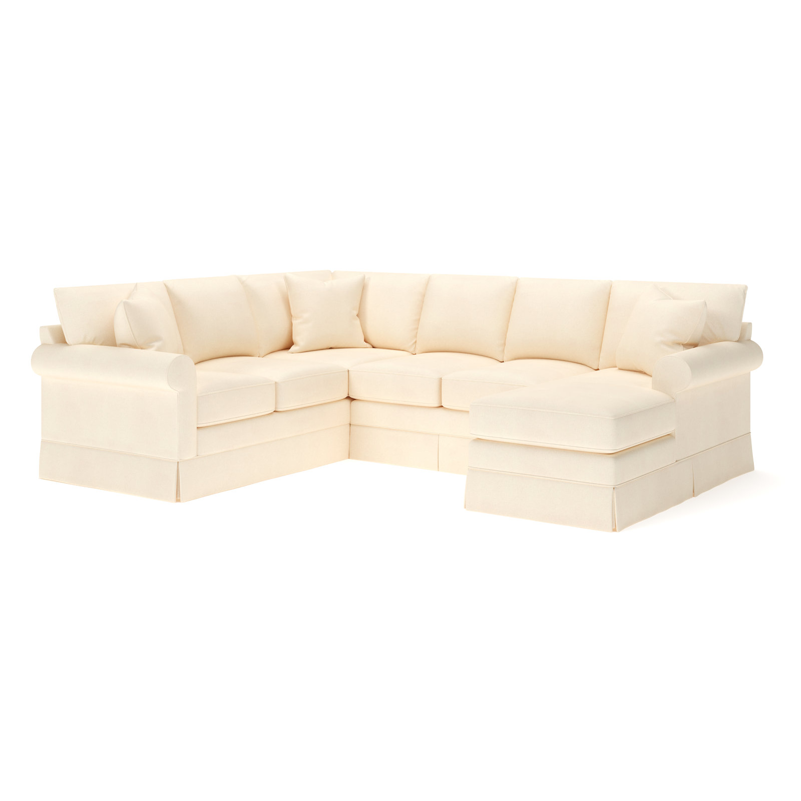 Friedman Upholstered Chaise U-Sectional, Bayou Natural Canvas, Right Hand Facing
