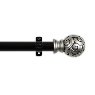 Margunde Steel Rod/Resin Finials Adjustable Single Curtain Rod
