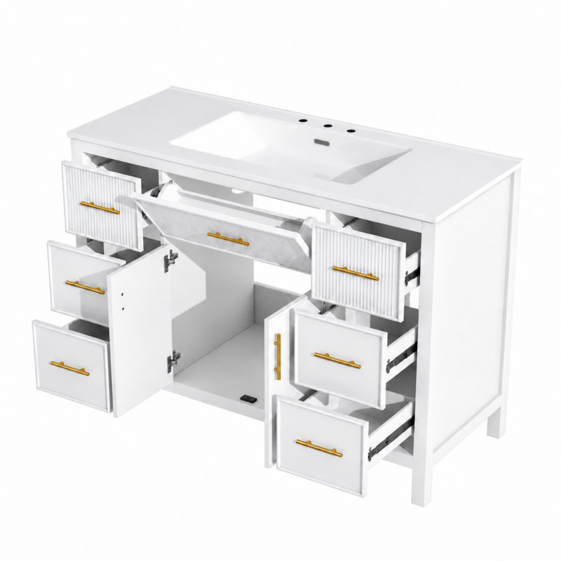 Meuble-lavabo simple de 47,83 po avec lavabo, White