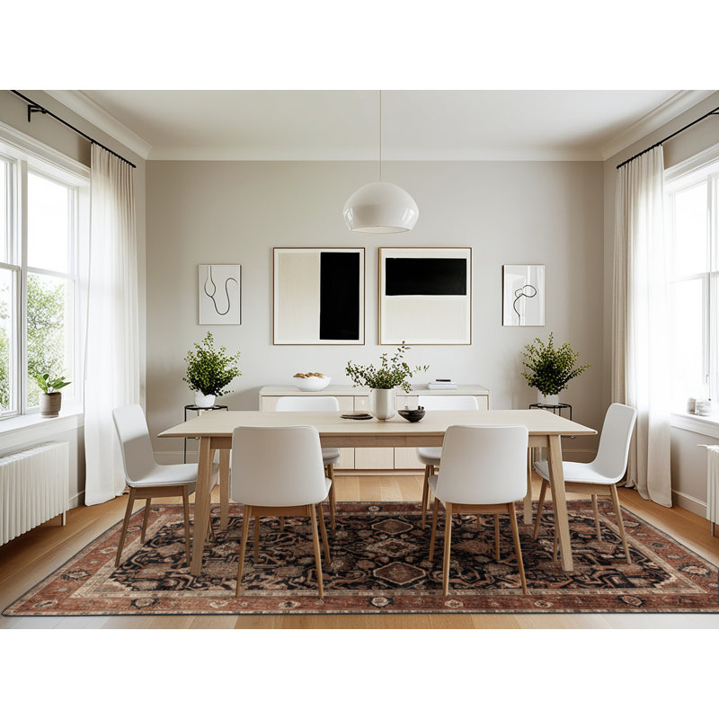 Machine Washable Persian Brown Area Rug, Rectangle 7' x 10'
