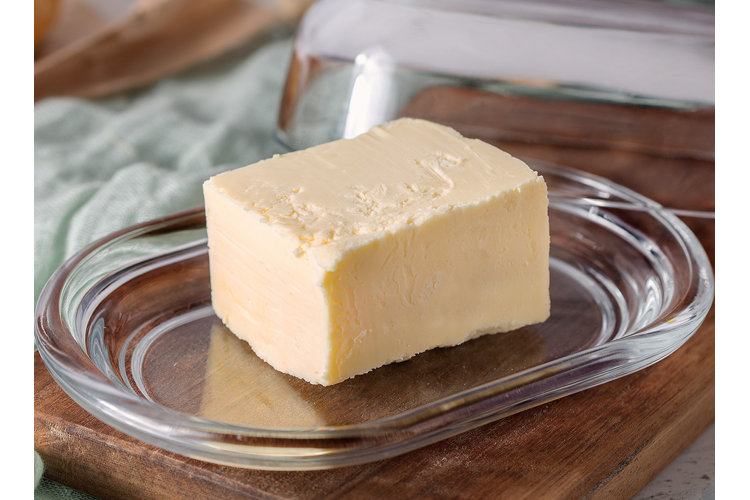 butter on a glass dish