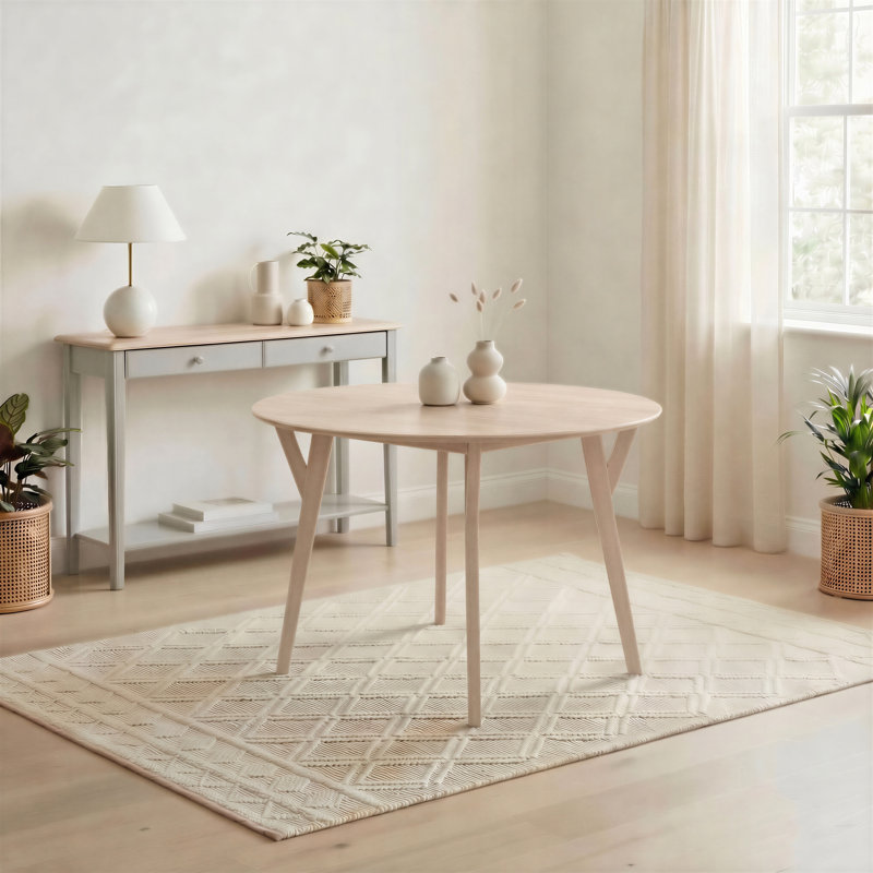 Berenike Rubberwood Solid Wood Dining Set, White