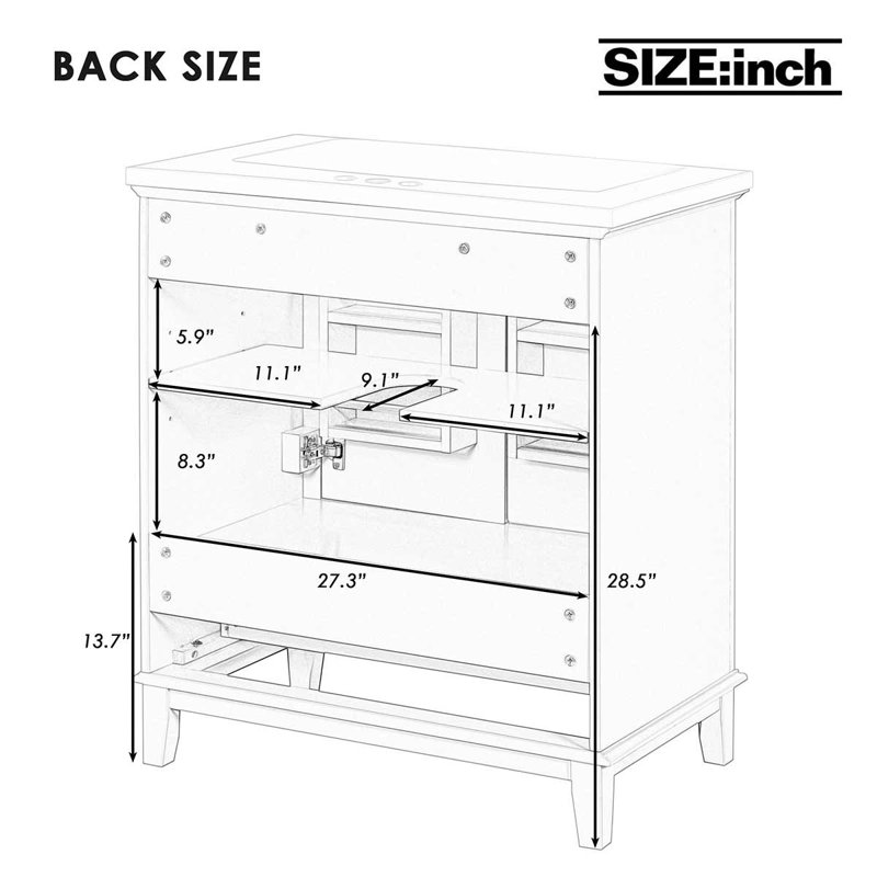 Ensemble de meuble-lavabo simple 30 po Merelyn, Blanc