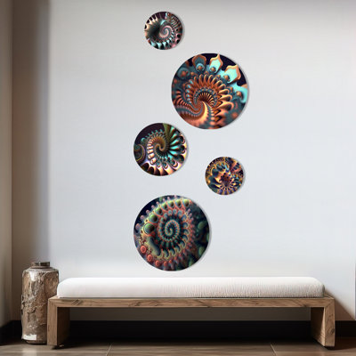 Pastel Fractal Spiral Universe I - Décoration murale géométrique moderne en métal