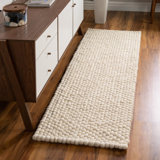 Rectangle Sondra Power Loomed Wool Area Rug in Beige