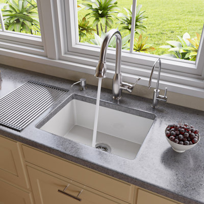 Évier de cuisine encastré ALFI AB2317 23 po en céramique blanche