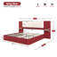 Très grand lit plateforme tapissier avec panneau, cadre de lit plateforme avec coins arrondis doux anti-collision, stable et solide, aucun sommier tapissier requis, assemblage facile, rouge-843053136