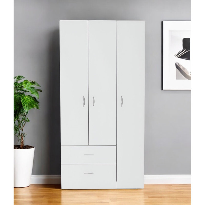 Commode blanche 71 po à trois portes et deux tiroirs