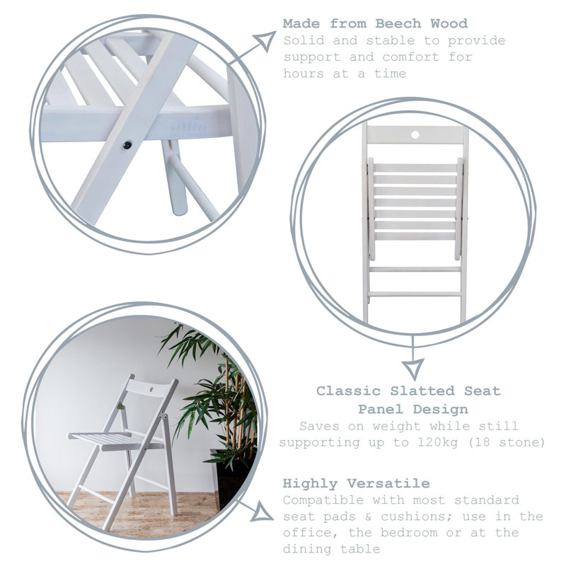 Plastic / Resin Padded Stackable Folding Chair Folding Chair Set, White