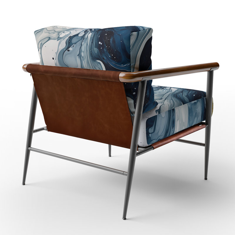 Fauteuil d'appoint rembourré abstrait bleu et gris Elixir I, Noir