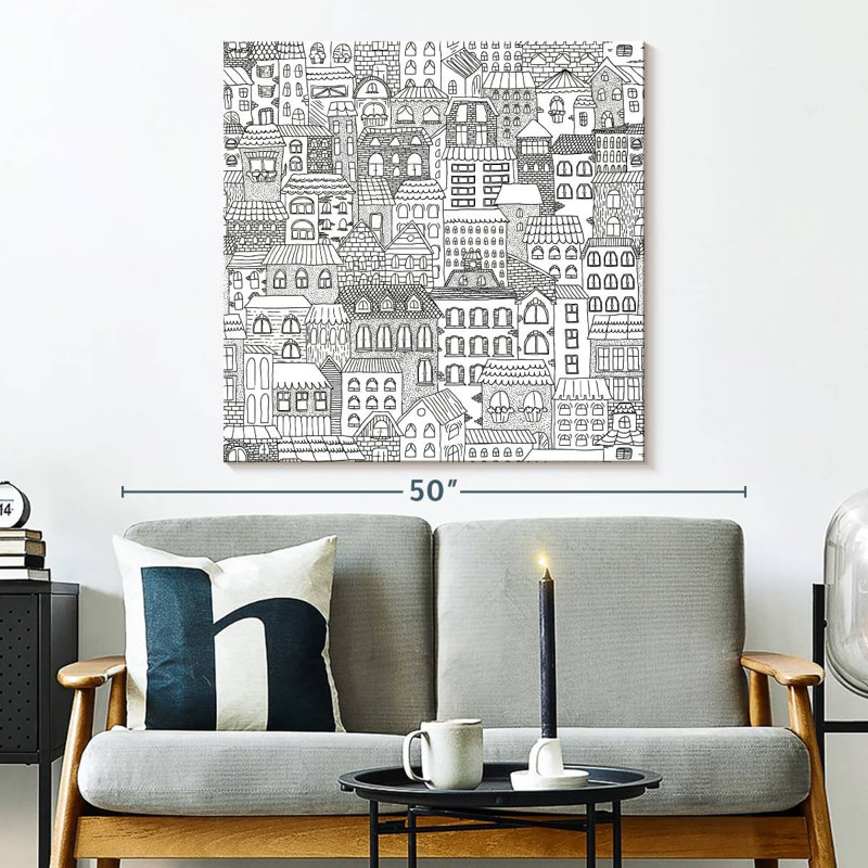 Lilie Houses In Town, 33" H x 33" W