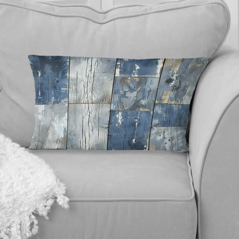 WeatheWood I - Coussin lombaire Farmhouse, Bleu/gris