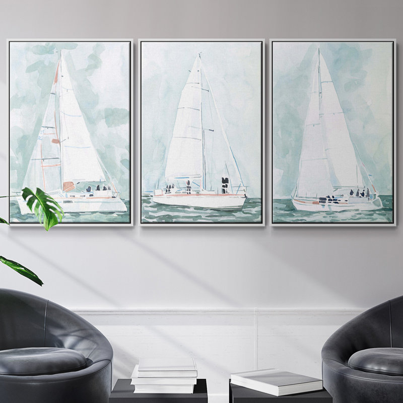 Doux voilier II 3 pièces, Blanc, H 27 po x l 54 po