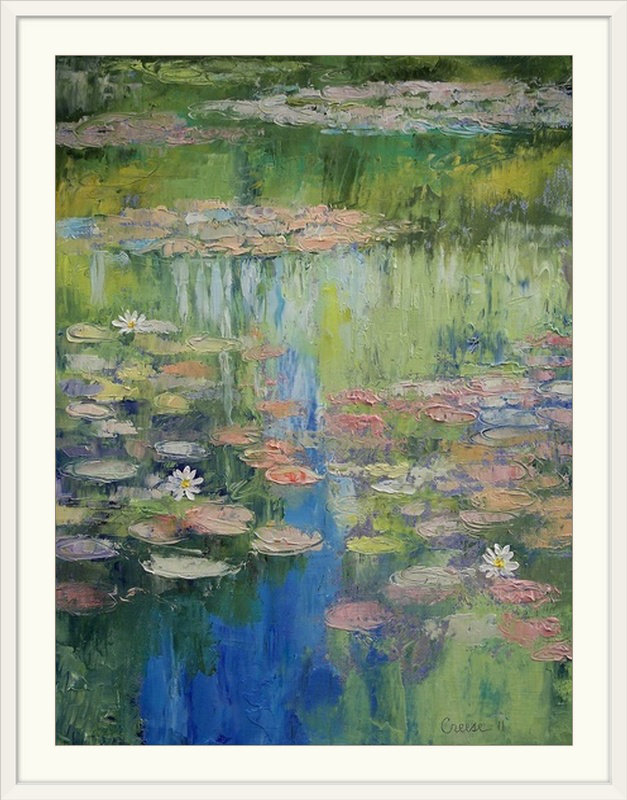 «Driton Water Lily Pond» par Michael Creese, reproduction d'art, H 24 po x l 18 po x P 1,5 po, Toile