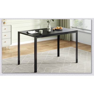 Modern 47-Inch Rectangular Wooden Dining Table with Metal Frame, Ideal for Home Kitchen and Versatile Use