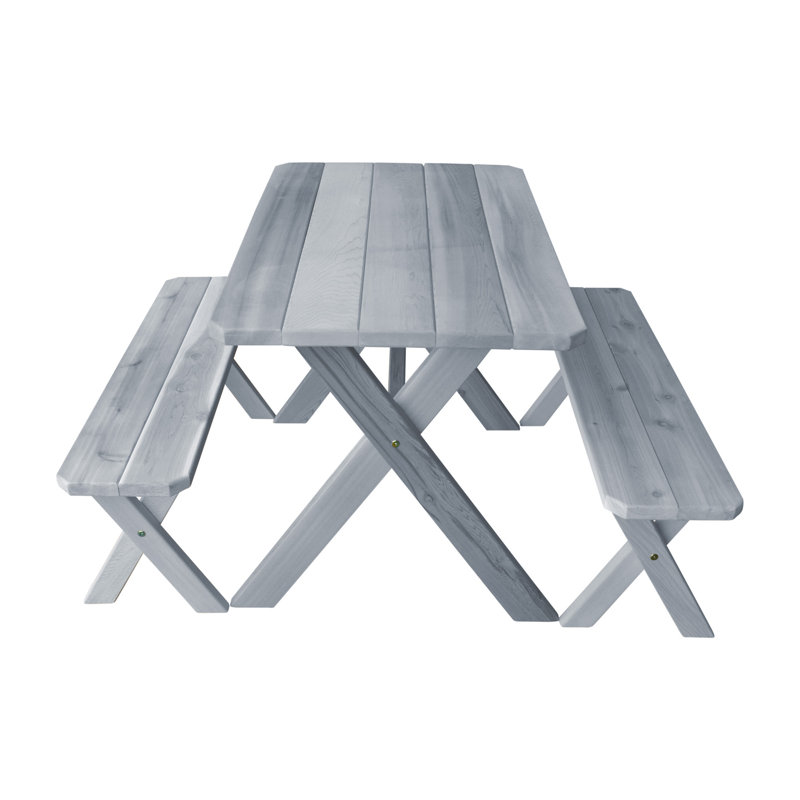 Guertin Wood Patio Dining Set with Rectangular Table, Cedarstain, 70" L x 27" W x 30" H