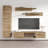 85" Modern Floating Wall Mounted Entertainment Center with 16-Color LED Lighting, High Gloss Finish-333449504