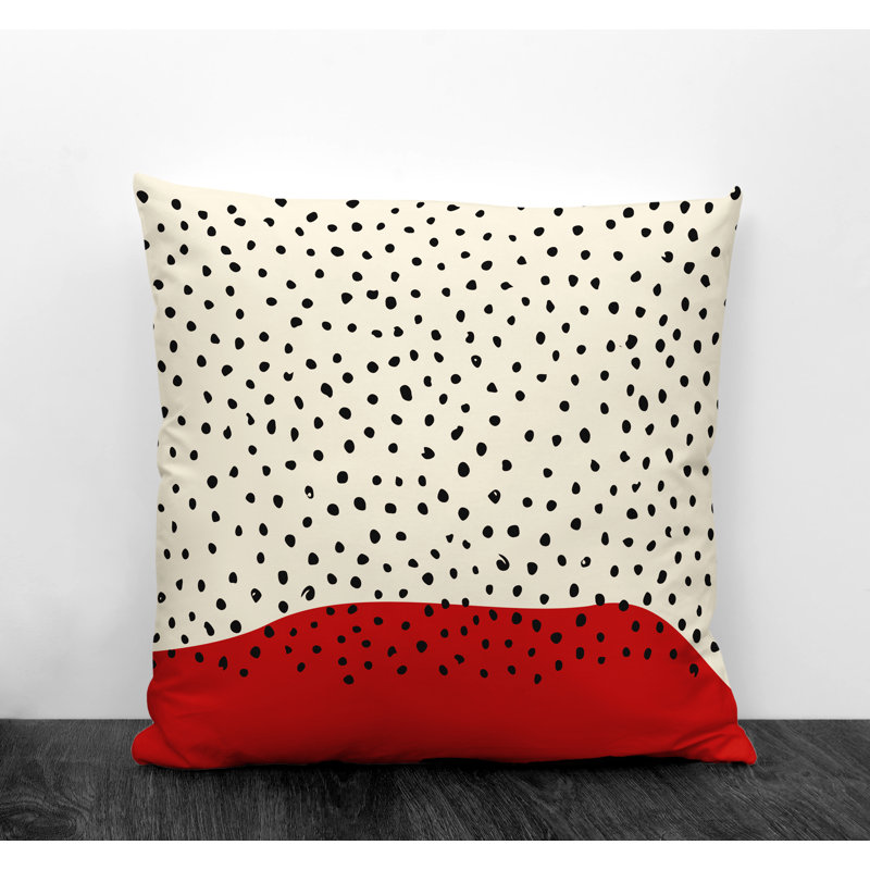 Anya Abstract Outdoor Reversible Throw Pillow, 15" x 15", Red/Off White/Black