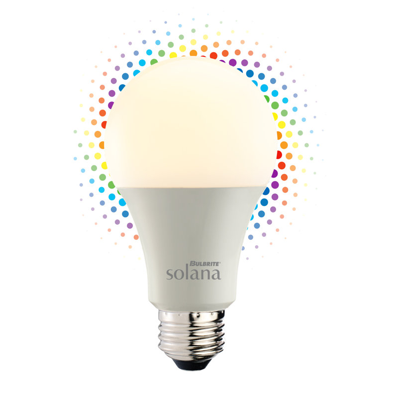 Solana 60 Watt Equivalent A19 Smart WiFi Connected 90CRI Colour Changing LED Light Bulb