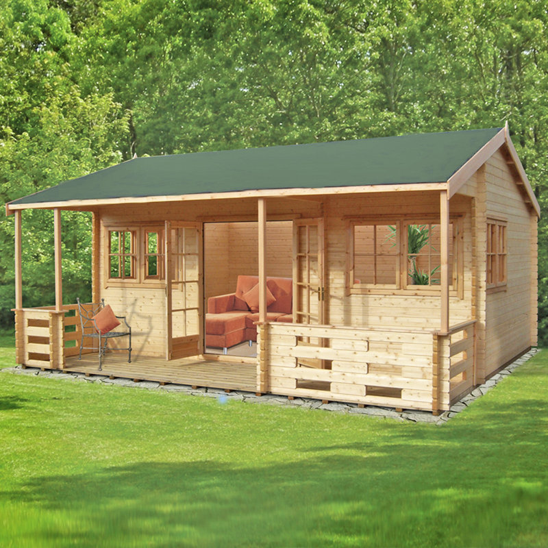 Mapleton 20 x 18 Ft Tongue and Groove Log Cabin, No